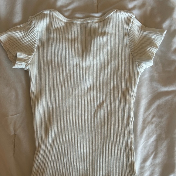 Brandy Melville White V neck Top - Picture 2 of 3